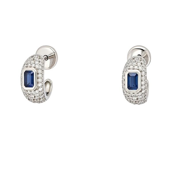 8310BW4 Creolen Silber rhodiniert Zirkonia weiß, blau