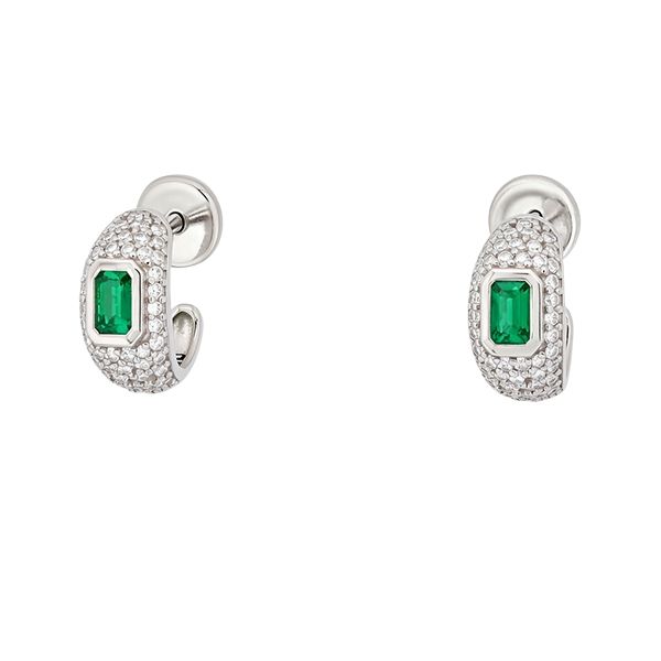 8310BW5 Creolen Silber rhodiniert Zirkonia weiß, grün