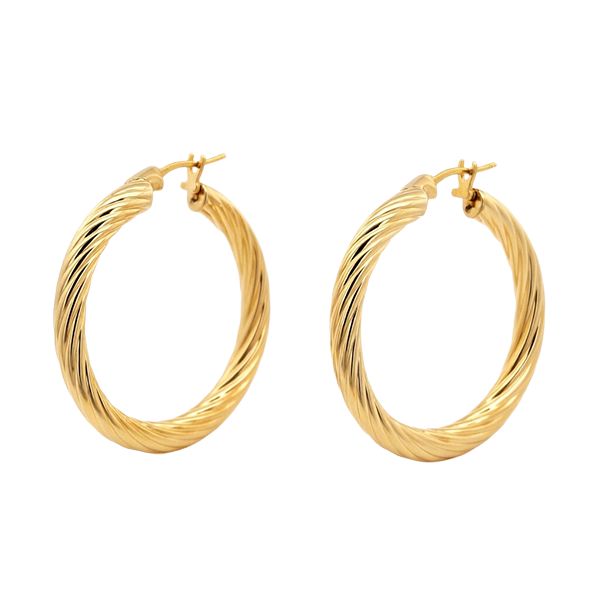 8335BG Creolen rund Silber gelbvergoldet gedrehte Rillen Bügel