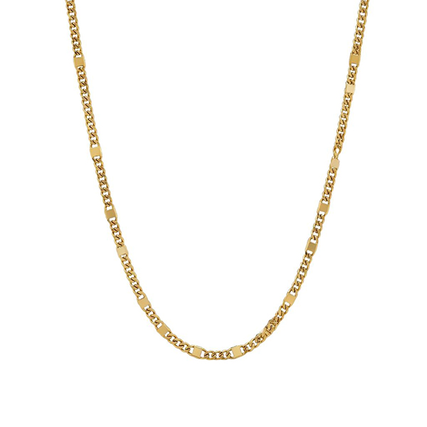 Ketten, Panzerkette mit eckigen Elementen, gelbvergoldet