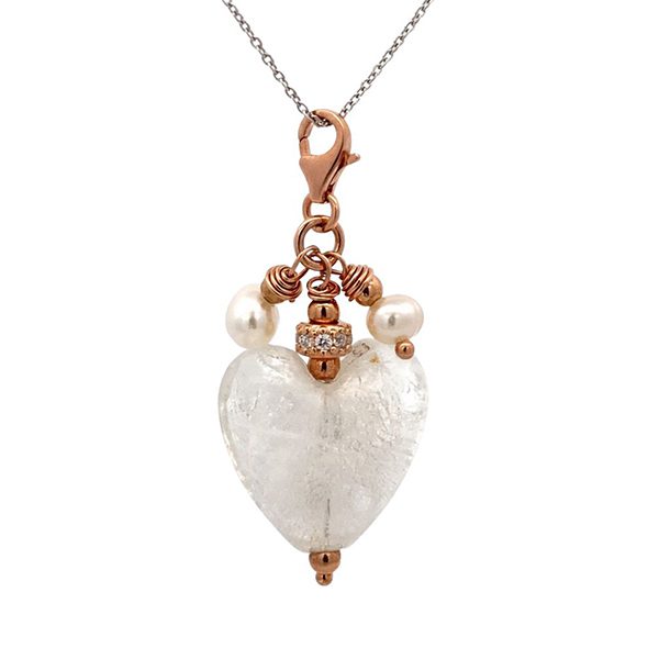 7911R Anhänger ohne Kette , Glasherz, Zirkoniasteine rosevergoldet