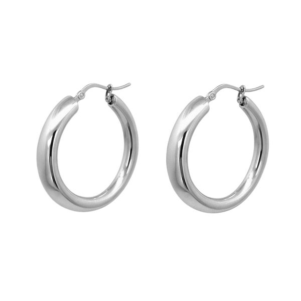 Creolen, Silber, gedreht, rund, rhodiniert