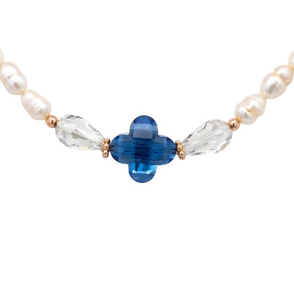 7915DR4 Armband, Perle, Silber, rosevergoldet, Zirkonia, Klee blau, Tropfen grau