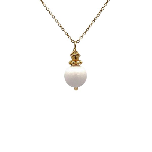 8035A1G1 Anhänger, Kugel weiß, Silber, gelbvergoldet