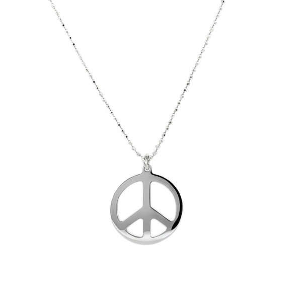 6329AW Rundes poliertes Peace Zeichen , rhodiniert