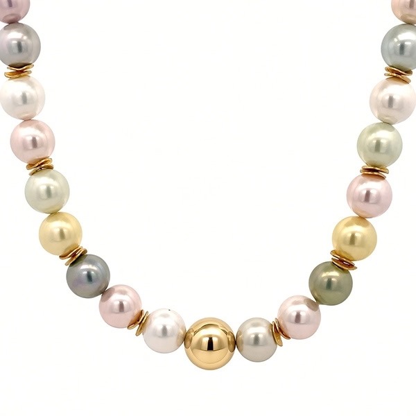 8368AG Muschelkerncollier, bunt , vergoldete Zwischenteile
